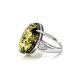 Luminous Green Amber Ring In Sterling Silver With Crystals The Penelope, Ring Size: 12 / 21.5, image , picture 5