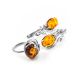 Cognac Amber Ring In Sterling Silver With Crystals The Swan, Ring Size: 6 / 16.5, image , picture 5