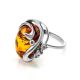 Cognac Amber Ring In Sterling Silver With Crystals The Swan, Ring Size: 5.5 / 16, image , picture 4