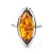 Sterling Silver Ring With Leaf Cut Amber The Ballade, Ring Size: 13 / 22, image , picture 3
