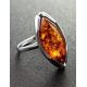 Sterling Silver Ring With Leaf Cut Amber The Ballade, Ring Size: 13 / 22, image , picture 2