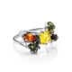Sterling Silver Ring With Multicolour Amber The Bowknot, Ring Size: 5.5 / 16, image 