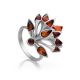 Floral Amber Ring In Sterling Silver The Dahlia, Ring Size: 8.5 / 18.5, image 