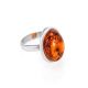 Кольцо из серебра 925 пробы и натурального искрящегося янтаря 18, Ring Size: 8 / 18, image 