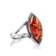 Cognac Amber Ring In Streling Silver The Petal, Ring Size: 8.5 / 18.5, image 