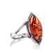 Cognac Amber Ring In Streling Silver The Petal, Ring Size: 11.5 / 21, image 