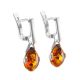 Drop Silver Earrings With Cognac Amber The Twinkle, image , picture 2