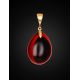 Gold-Plated Drop Pendant With Red Amber The Sangria, image , picture 3