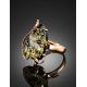 Handcrafted Golden Ring With Green Amber The Rialto, Ring Size: Adjustable, image , picture 2