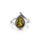 Sterling Silver Ring With Green Amber The Fiori, Ring Size: 12 / 21.5, image , picture 3