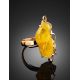 Adjustable Golden Ring With Butterscotch Amber Stone The Rialto, Ring Size: Adjustable, image , picture 2