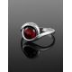 Refined Silver Ring With Bright Cherry Amber The Berry, Ring Size: 9 / 19, image , picture 2