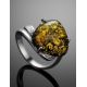 Green Amber Ring In Sterling Silver The Acapulco, Ring Size: 5.5 / 16, image , picture 2