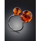 Adjustable Silver Ring With Cognac Amber The Paris, Ring Size: Adjustable, image , picture 2