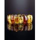 Multicolor Amber Flat Beaded Stretch Bracelet, image , picture 2