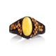 Dark Leather Cuff Bracelet With Honey Amber The Nefertiti, image , picture 3