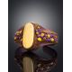 Brown Leather Cuff Bracelet With Honey Amber The Nefertiti, image , picture 2