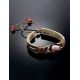 Dark Leather Tie Bracelet With Cognac Amber The Copacabana, image , picture 2