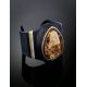 Dark Leather Cuff Bracelet With Green Amber The Nefertiti, image , picture 2