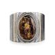 Leather Cuff Bracelet With Green Amber The Nefertiti, image , picture 3
