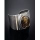 Leather Cuff Bracelet With Green Amber The Nefertiti, image , picture 2