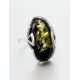 Green Amber Ring In Sterling Silver The Rendezvous, Ring Size: 12 / 21.5, image , picture 2