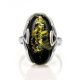 Green Amber Ring In Sterling Silver The Rendezvous, Ring Size: 12 / 21.5, image , picture 3