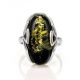 Green Amber Ring In Sterling Silver The Rendezvous, Ring Size: 13 / 22, image , picture 3