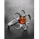 Sterling Silver Ring With Luminous Cognac Amber The Daisy, Ring Size: 13 / 22, image , picture 2