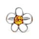 Sterling Silver Ring With Luminous Cognac Amber The Daisy, Ring Size: 6.5 / 17, image , picture 3