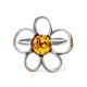 Sterling Silver Ring With Luminous Cognac Amber The Daisy, Ring Size: 13 / 22, image , picture 3