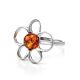 Sterling Silver Ring With Luminous Cognac Amber The Daisy, Ring Size: 13 / 22, image , picture 4