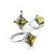 Geometric Silver Ring With Square Amber Stone The Athena, Ring Size: 9.5 / 19.5, image , picture 5