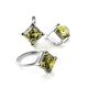 Geometric Silver Ring With Square Amber Stone The Athena, Ring Size: 11.5 / 21, image , picture 5