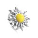 Sun Shaped Silver Ring With Butterscotch Amber The Helios, Ring Size: 13 / 22, image 