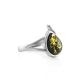 Sterling Silver Ring With Green Amber The Fiori, Ring Size: 6.5 / 17, image 