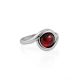 Refined Silver Ring With Bright Cherry Amber The Berry, Ring Size: 10 / 20, image 