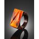 Boho Style Wenge Wood Ring With Bright Lemon Amber The Indonesia, Ring Size: 7 / 17.5, image , picture 2