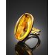 Adjustable Amber Ring In Gold-Plated Silver With Inclusions The Clio, Ring Size: Adjustable, image , picture 5