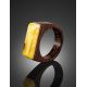Handcrafted Wenge Wood Ring With Honey Amber The Indonesia, Ring Size: 10 / 20, image , picture 2