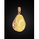 White Amber Teardrop Pendant In Gold-Plated Silver The Cascade, image , picture 3