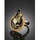 Adjustable Gold-Plated Ring With Green Amber The Triumph, Ring Size: Adjustable, image , picture 2