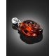 Carved Amber Flower Pendant in Sterling Silver The Rose, image , picture 2