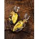Handcrafted  Floral Amber Earrings In Gold-Plated Sterling Silver The Dew, image , picture 2