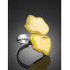 Adjustable Silver Ring With Honey Amber The Trinidad, Ring Size: Adjustable, image , picture 2