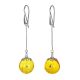 Dangle Amber Earrings In Sterling Silver With Inclusions The Clio, image , picture 3