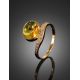 Amber Ring With Inclusions And Crystals In Gold The Clio, Ring Size: 7 / 17.5, image , picture 3