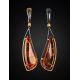 Handmade Dangle Amber Earrings In Gold-Plated Silver The Palladio, image , picture 2