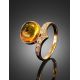 Amber Ring With Inclusion And Crystals In Gold The Clio, Ring Size: 6.5 / 17, image , picture 3