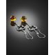 Amber Earrings In Sterling Silver With Inclusions The Clio, image , picture 3
